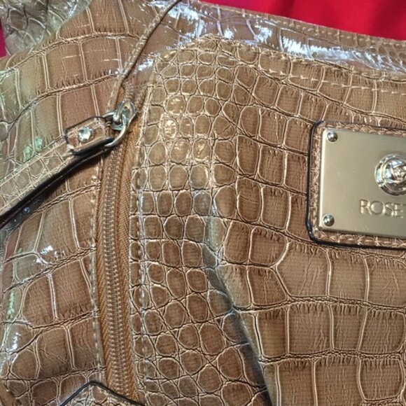 Rosetti Croc-Embossed Tan Shoulder Bag – Glossy Finish & Braided Strap - Picture 4 of 7